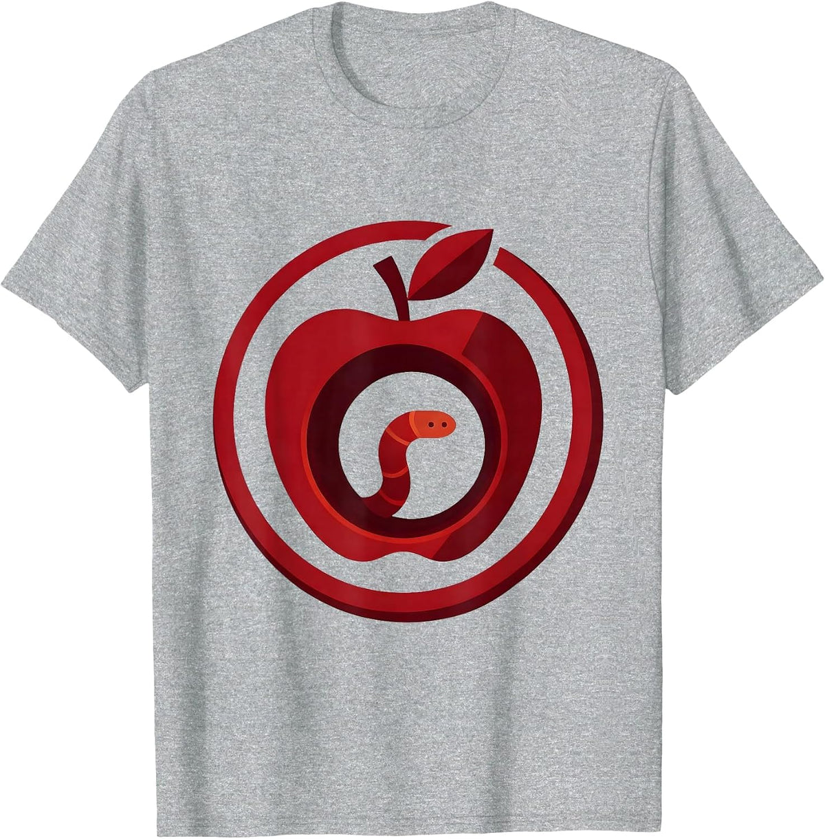 Men's English Teacher Apple Bookworm Illustration T-Shirt - Heather Grey