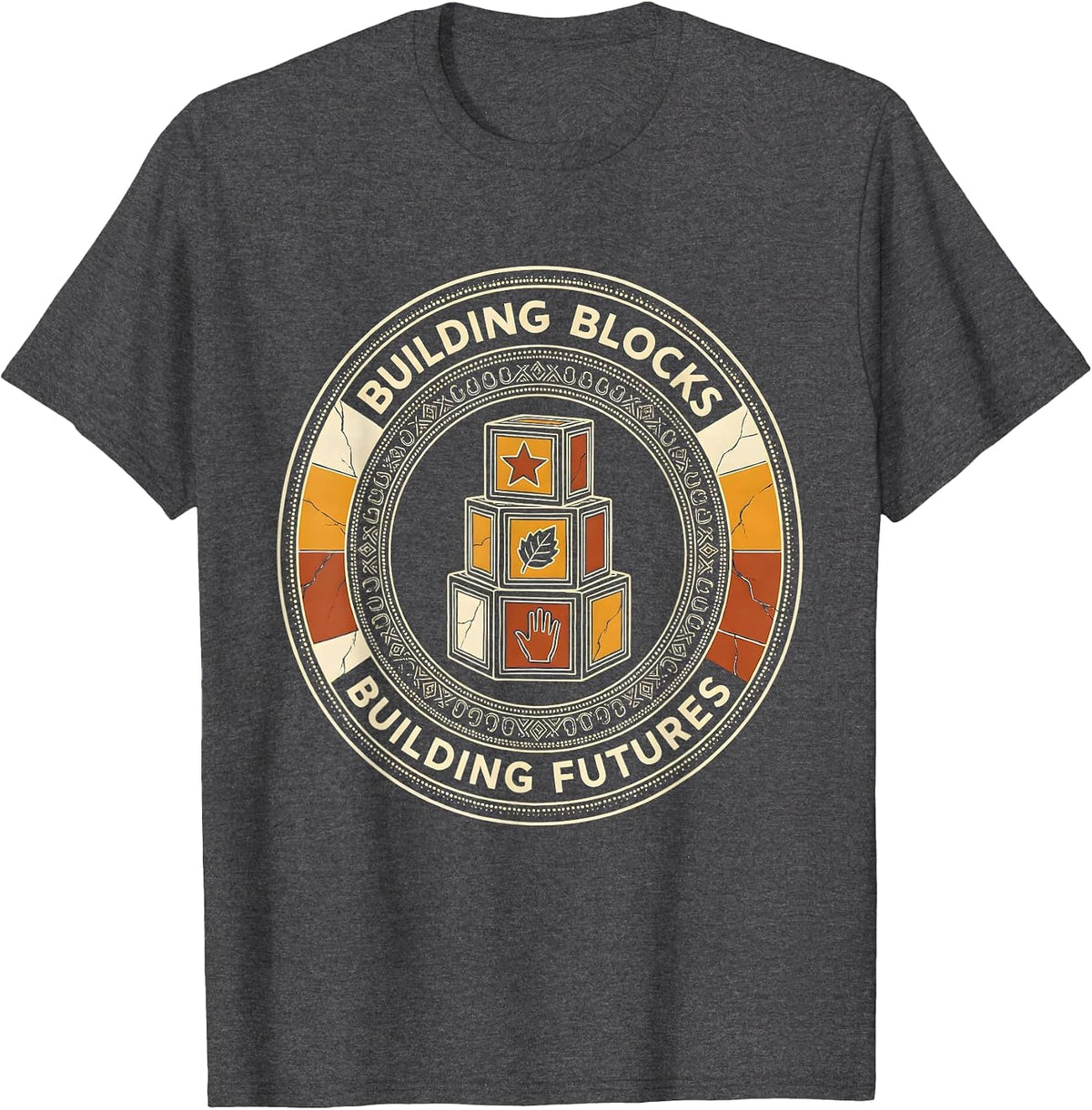 Building Blocks Building Futures Preschool Teacher T-Shirt - Dark Heather Grey