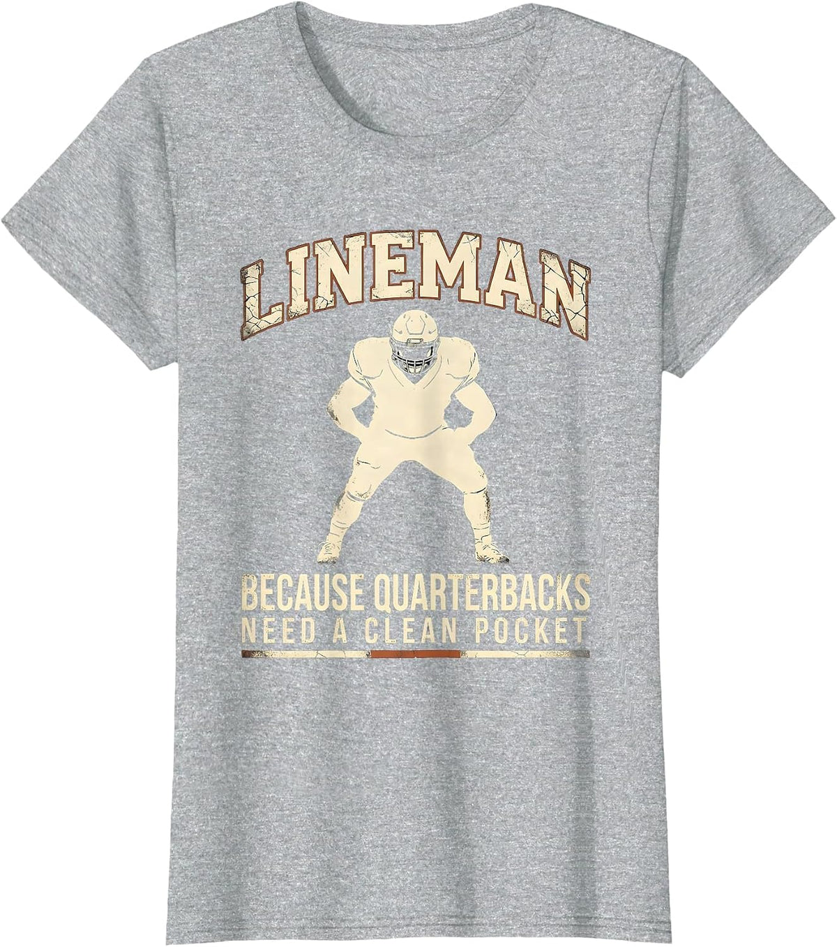 Lineman Because Quarterbacks Need A Clean Pocket Funny T-Shirt - Heather Grey