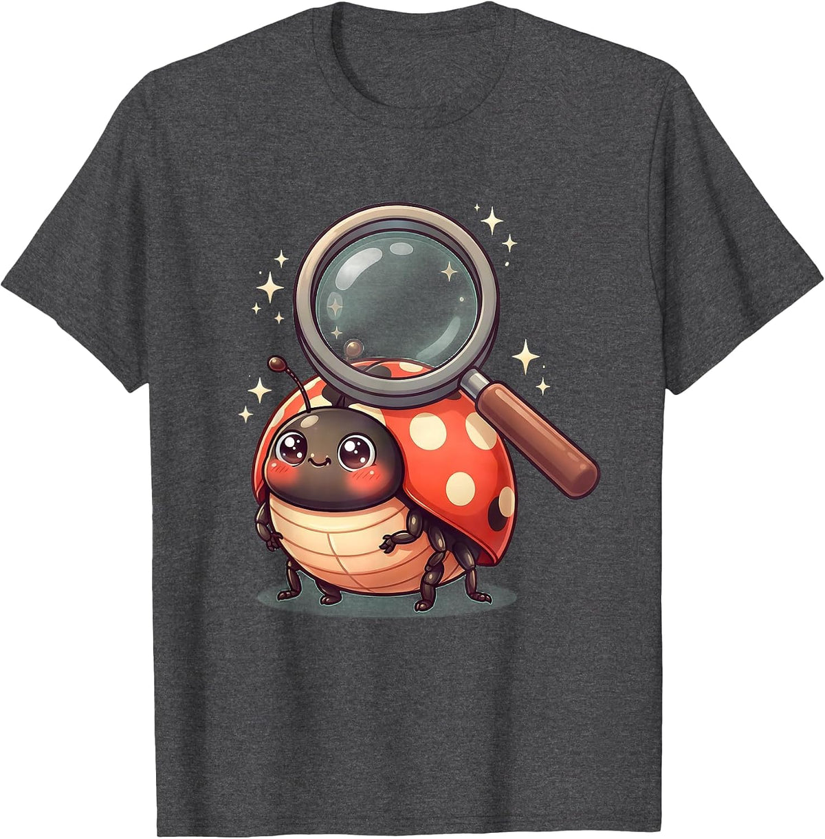 Men's Preschool Teacher Ladybug Magnifying Glass T-Shirt - Dark Heather Grey