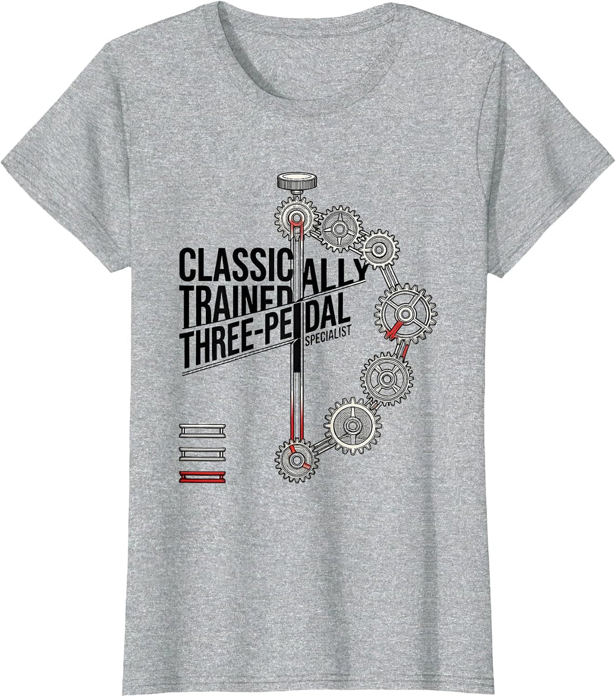 Women's Classically Trained Three-Pedal Specialist Car Guy T-Shirt - Heather Grey