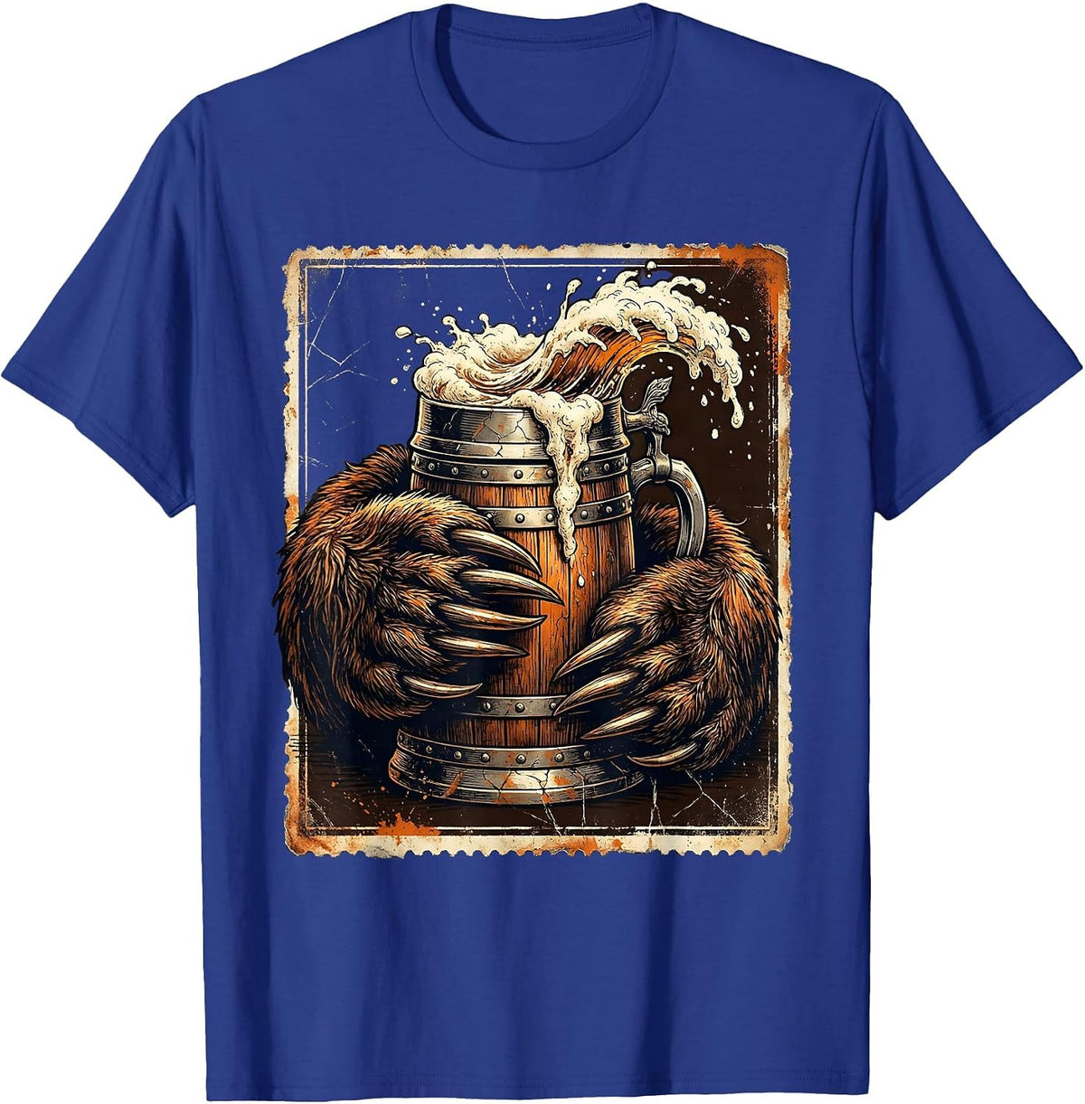Men's Oktoberfest Bear Paw Beer Stein Graphic T-Shirt - Royal Blue