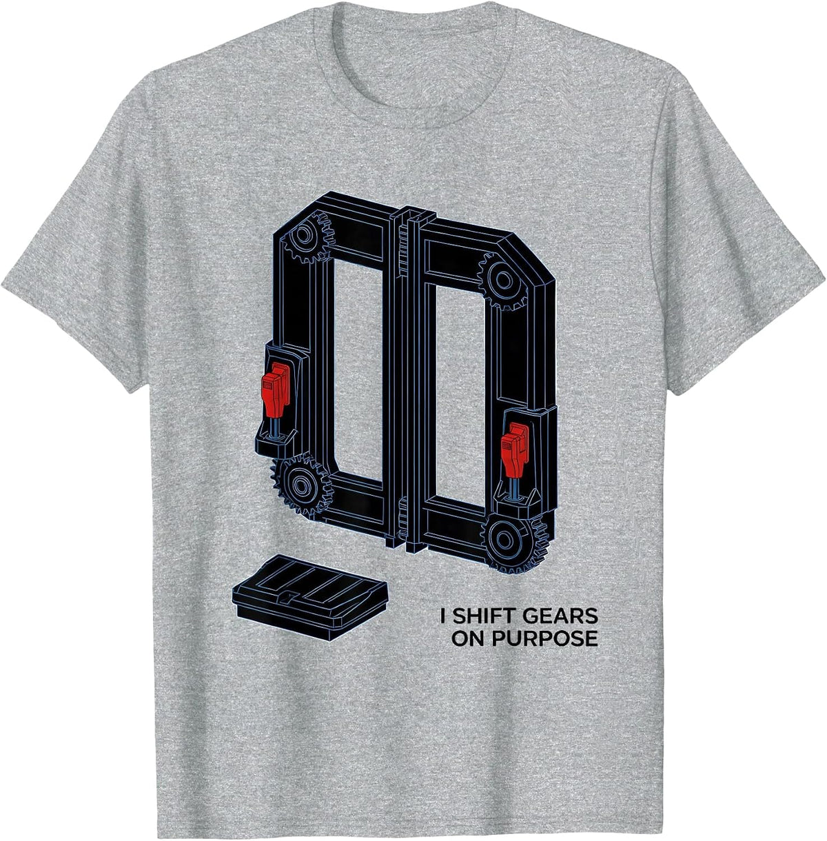 Men's I Shift Gears On Purpose Funny Manual Transmission Drift Car T-Shirt - Heather Grey