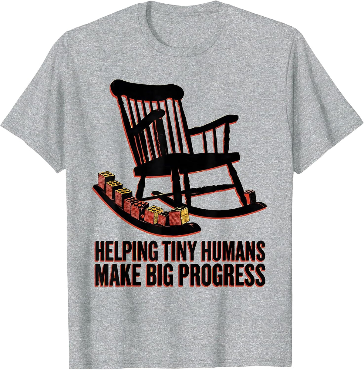 Men's Helping Tiny Humans Make Big Progress Teacher Caregiver T-Shirt - Heather Grey