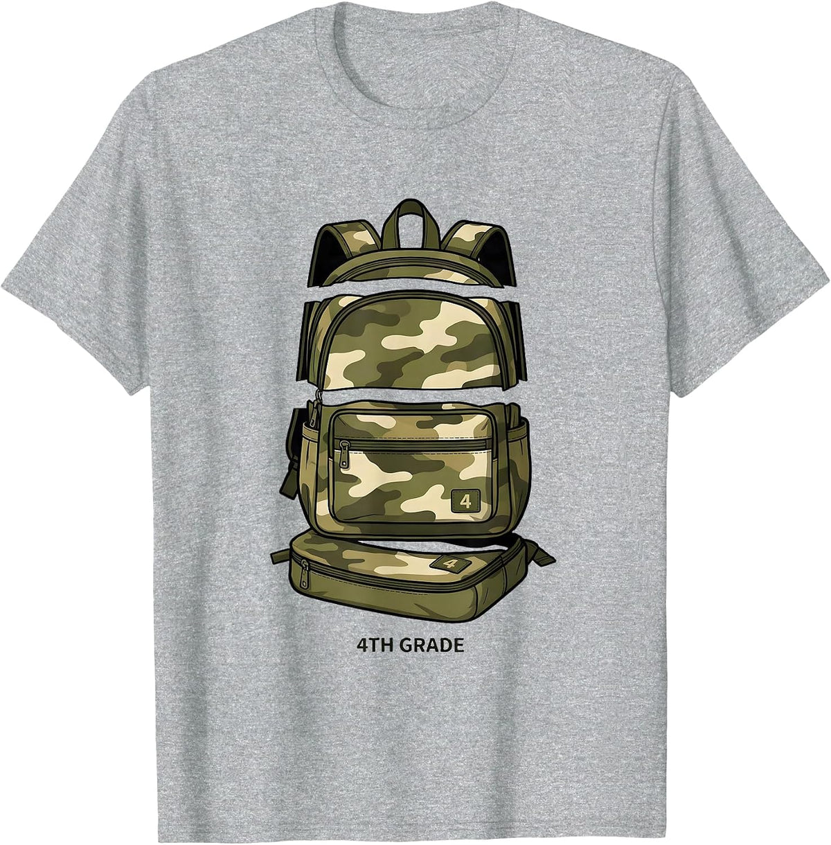Men's 4th Grade Camo Back To School Boy Teacher Grade Level T-Shirt - Heather Grey