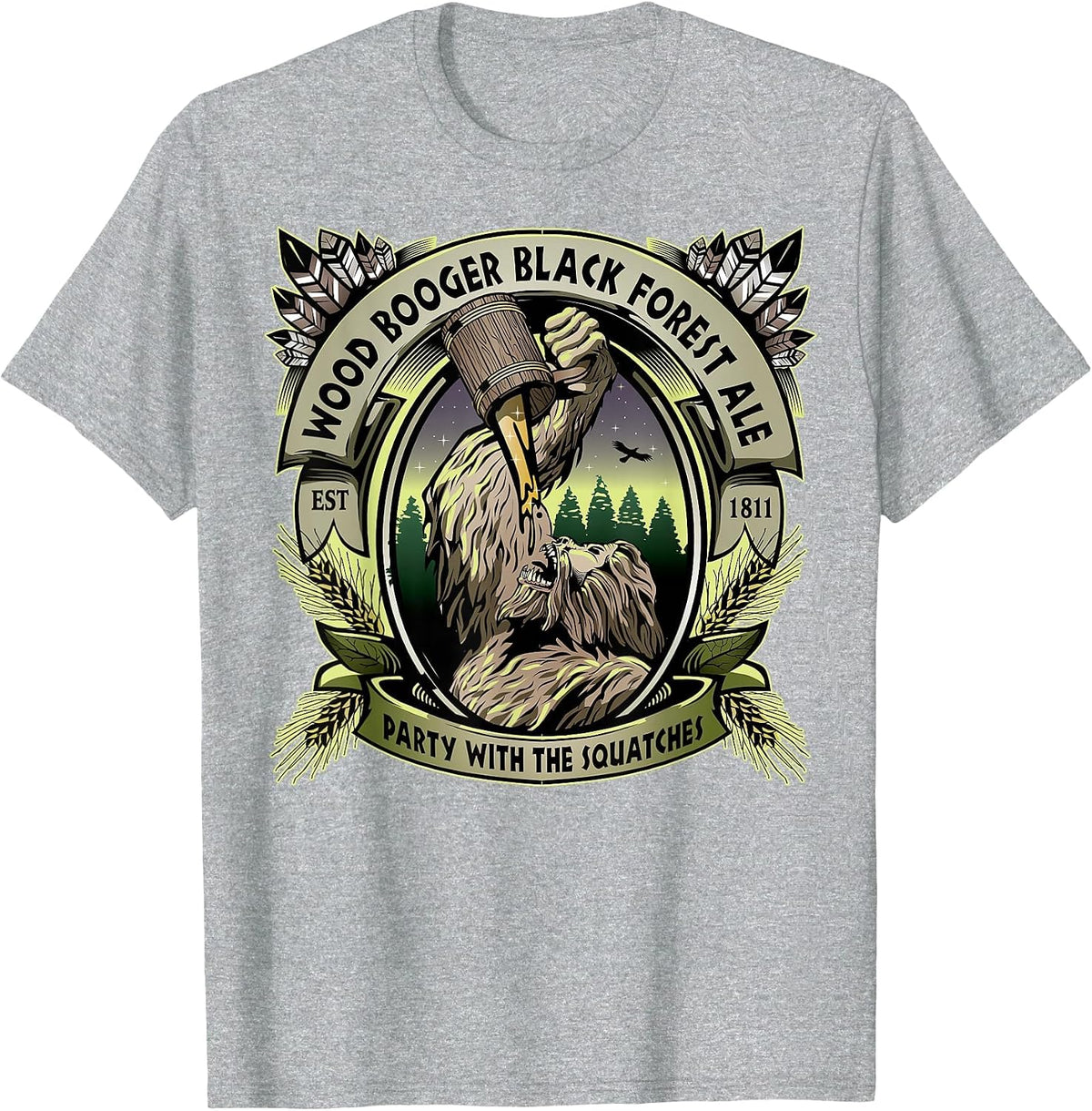 Wood Booger Black Forest Ale T-Shirt - Heather Grey