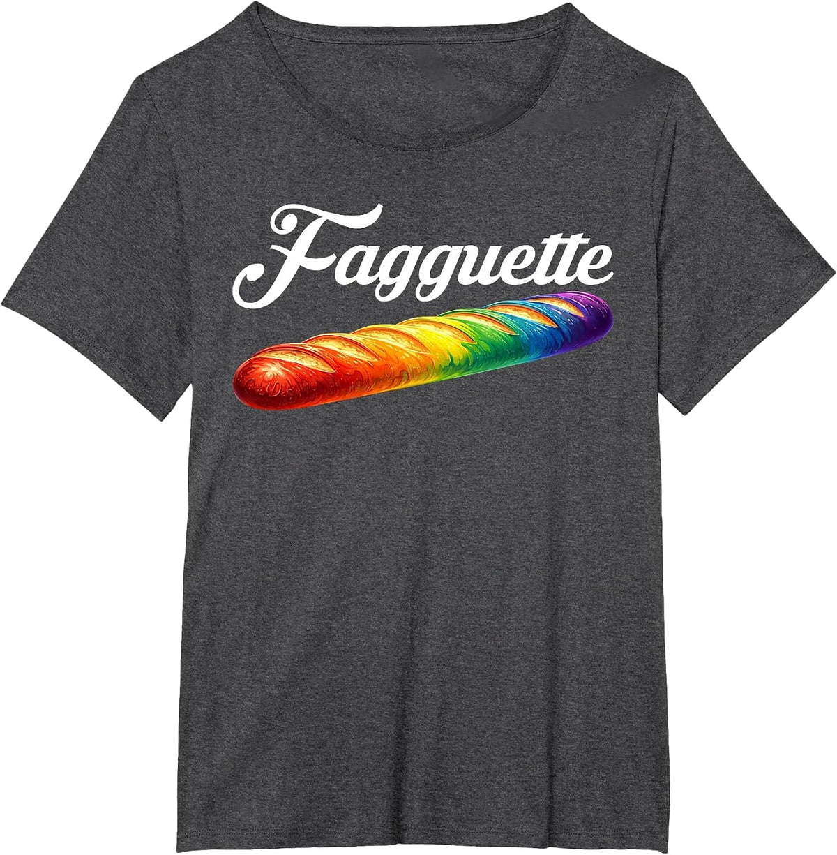 Fagquette Baguette Rainbow Flag Pride Bakery Gay LGBTQ Month T-Shirt - Dark Heather Grey