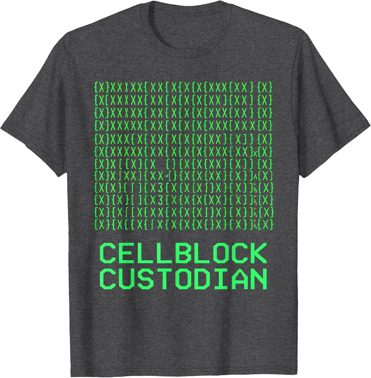 Men's Cellblock Custodian Funny Correctional Officer Law T-Shirt - Dark Heather Grey