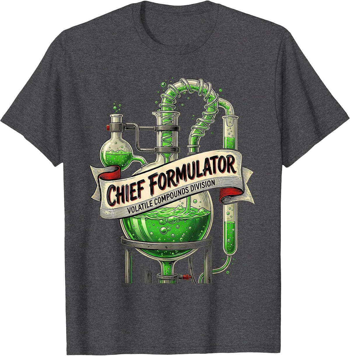 Men's CHIEF FORMULATOR Mad Scientist Science Teacher Humor T-Shirt - Dark Heather Grey