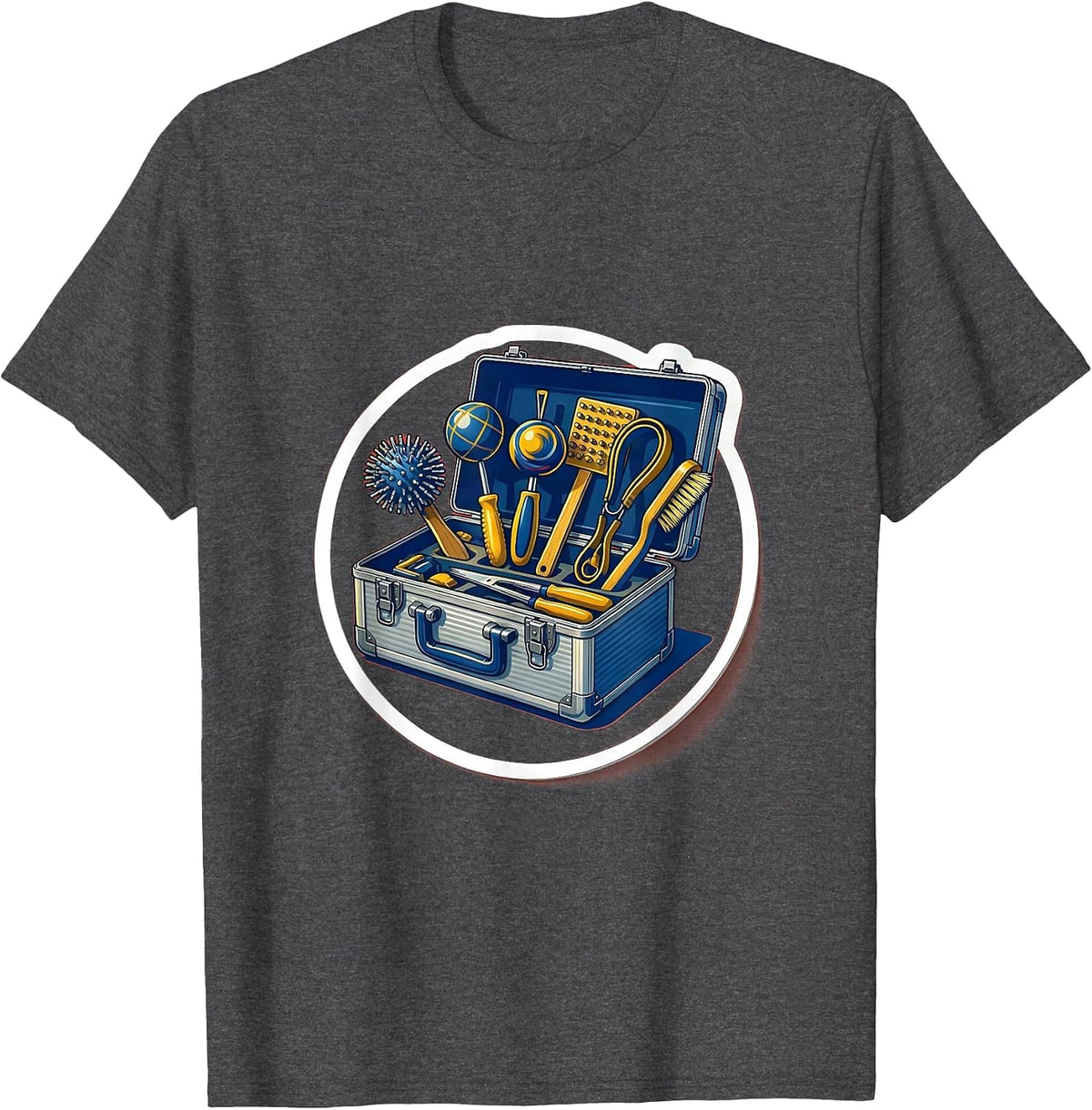 Occupational Therapy Toolbox Illustration Gift T-Shirt - Dark Heather Grey