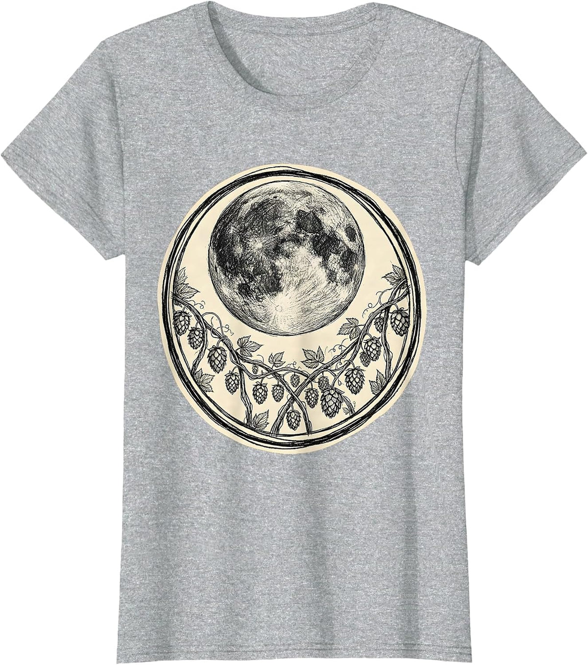 Harvest Moon Hop Fields Beer Lover Graphic Tee T-Shirt - Heather Grey