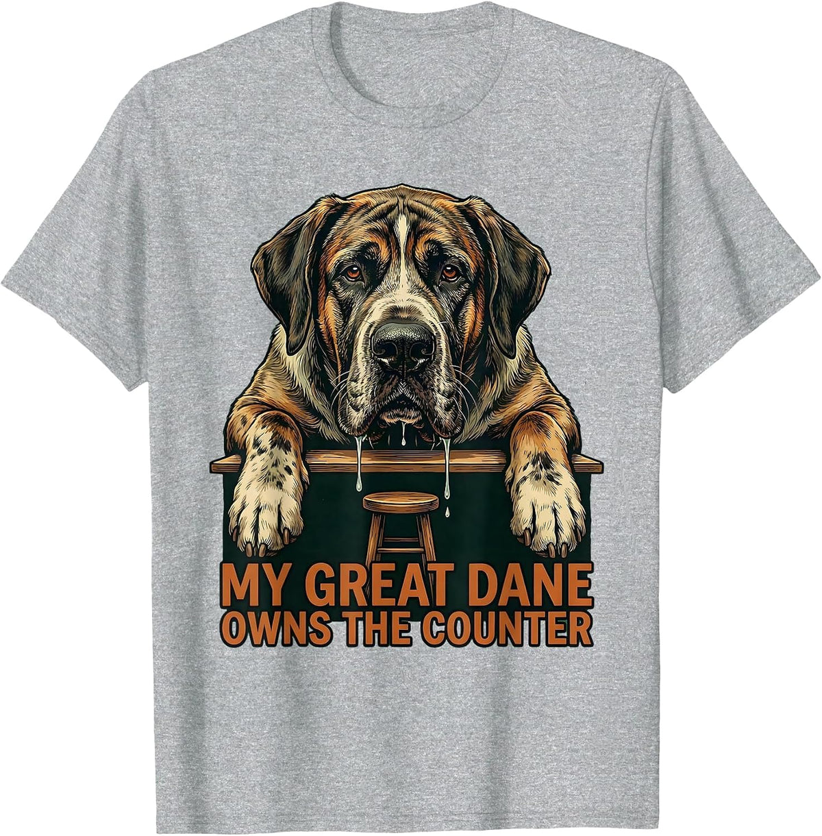 Men's My Great Dane Owns The Counter Vintage Funny Dog Mom Dog Dad T-Shirt - Heather Grey