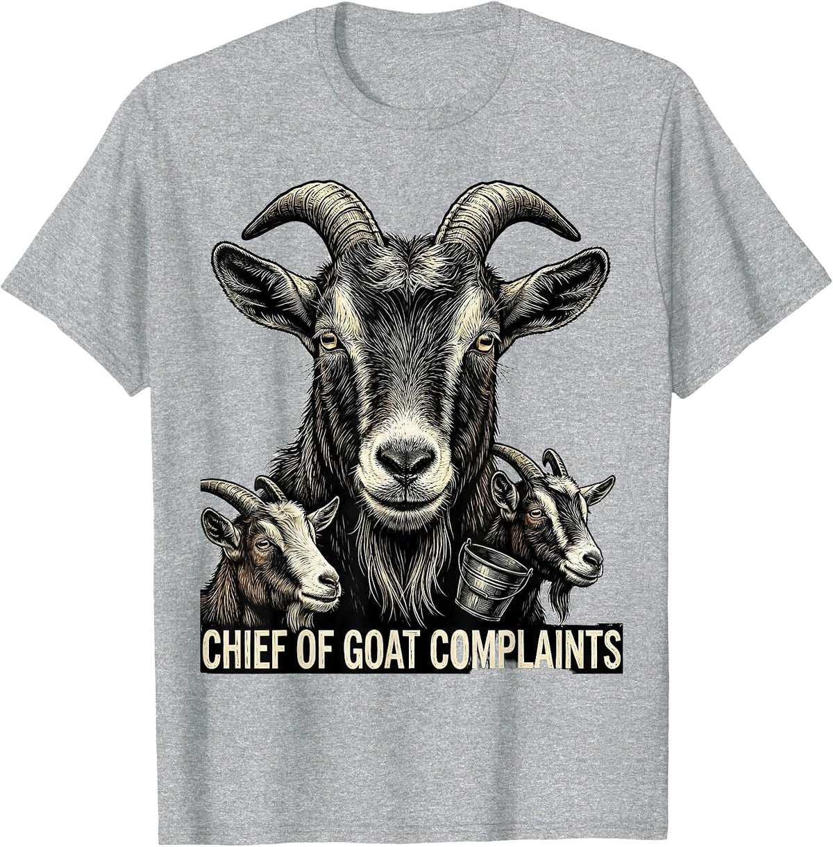 Men's Chief Of Goat Complaints Funny Goat Farmer Owner Humor T-Shirt - Heather Grey