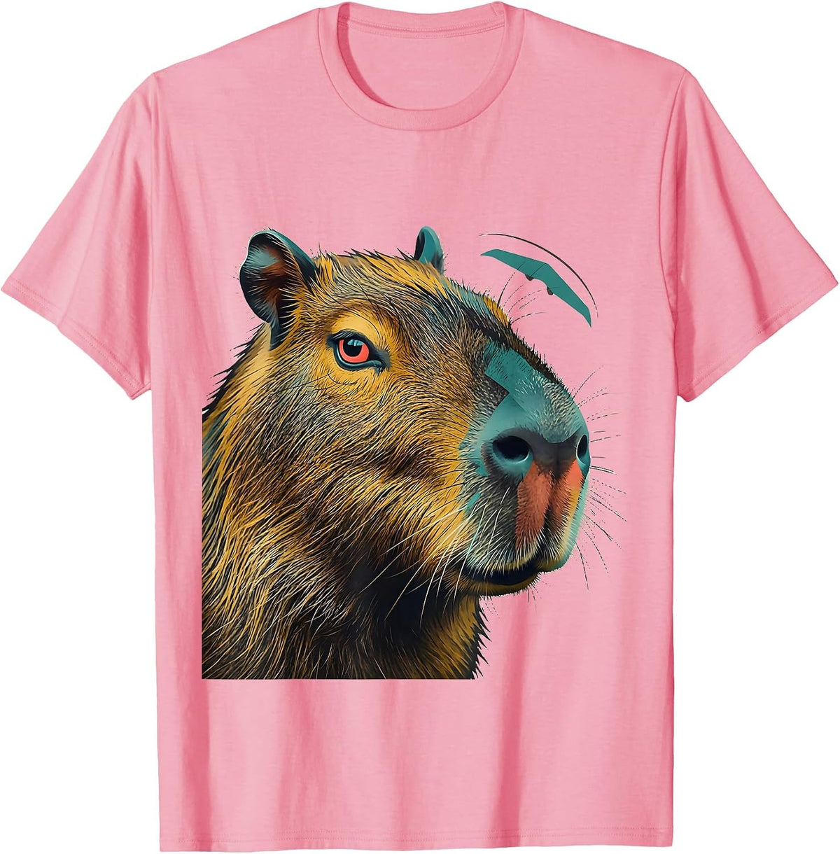 Men's Capybara Head Midcentury Modern Funny Meme Humor T-Shirt - Pink