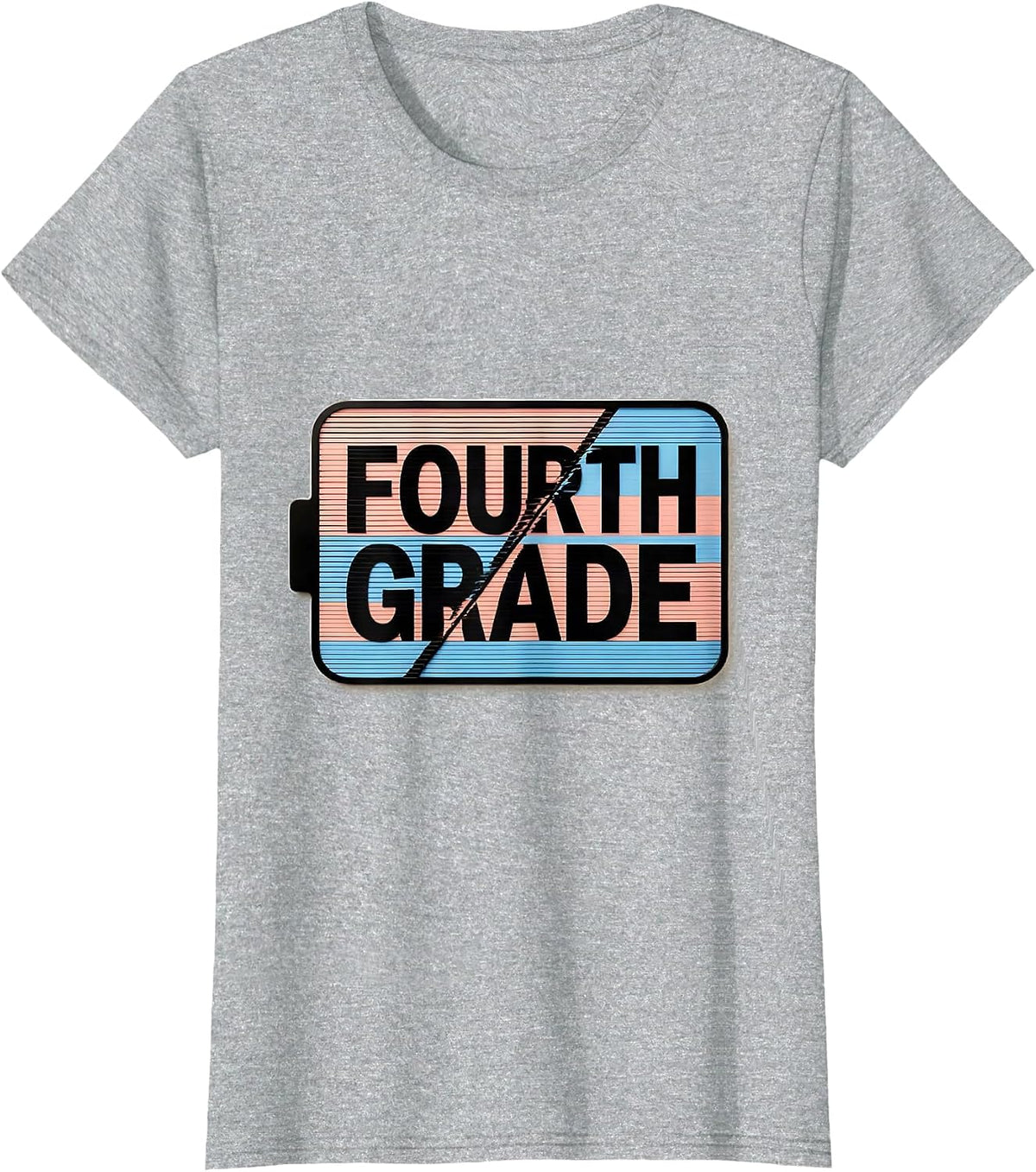 Fourth Grade Blue Patchwork Back To School Teacher Girl Kids T-Shirt - Heather Grey