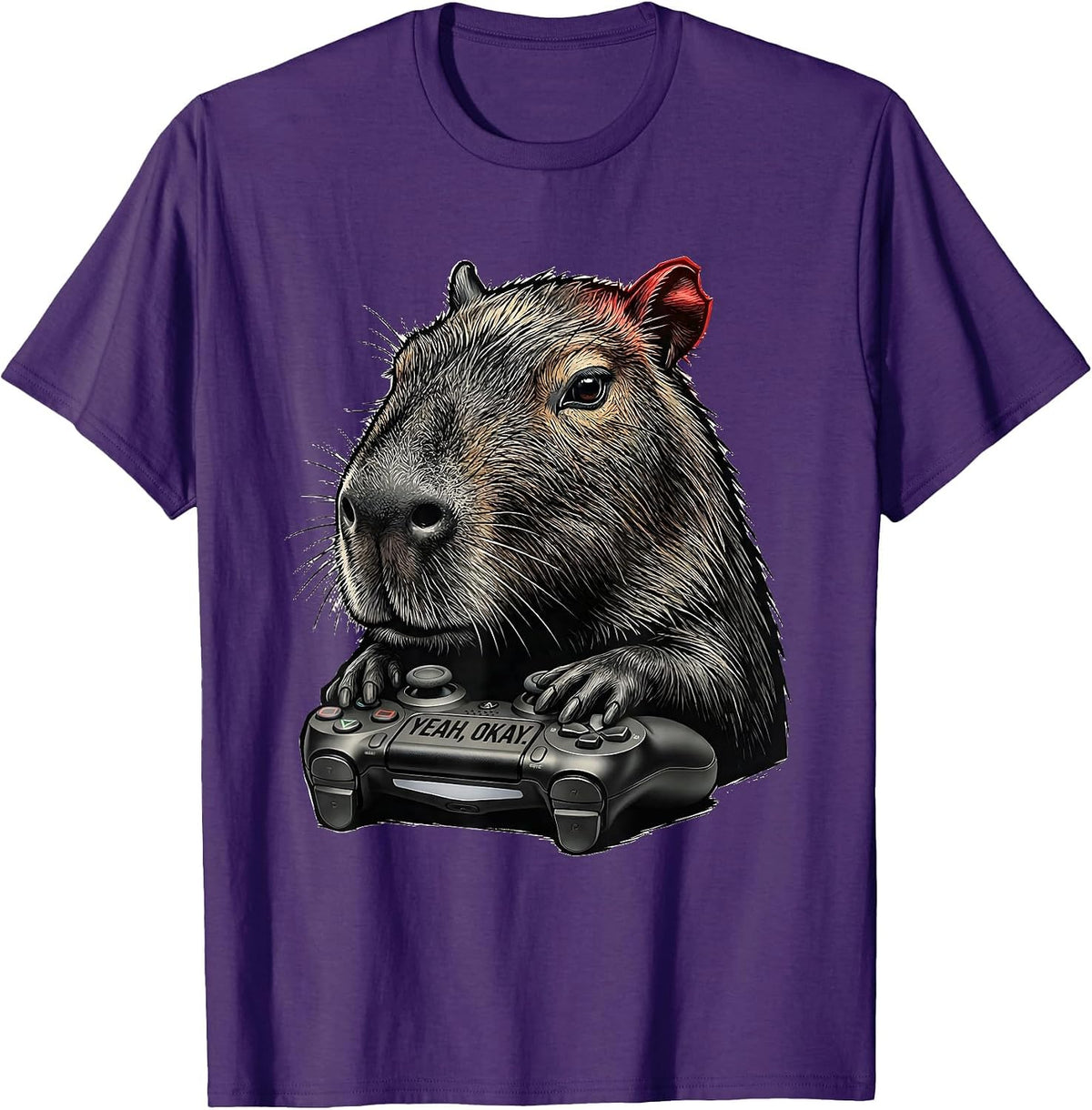 Men's Yeah, Okay Funny Capybara Gamer Meme Humor T-Shirt - Purple