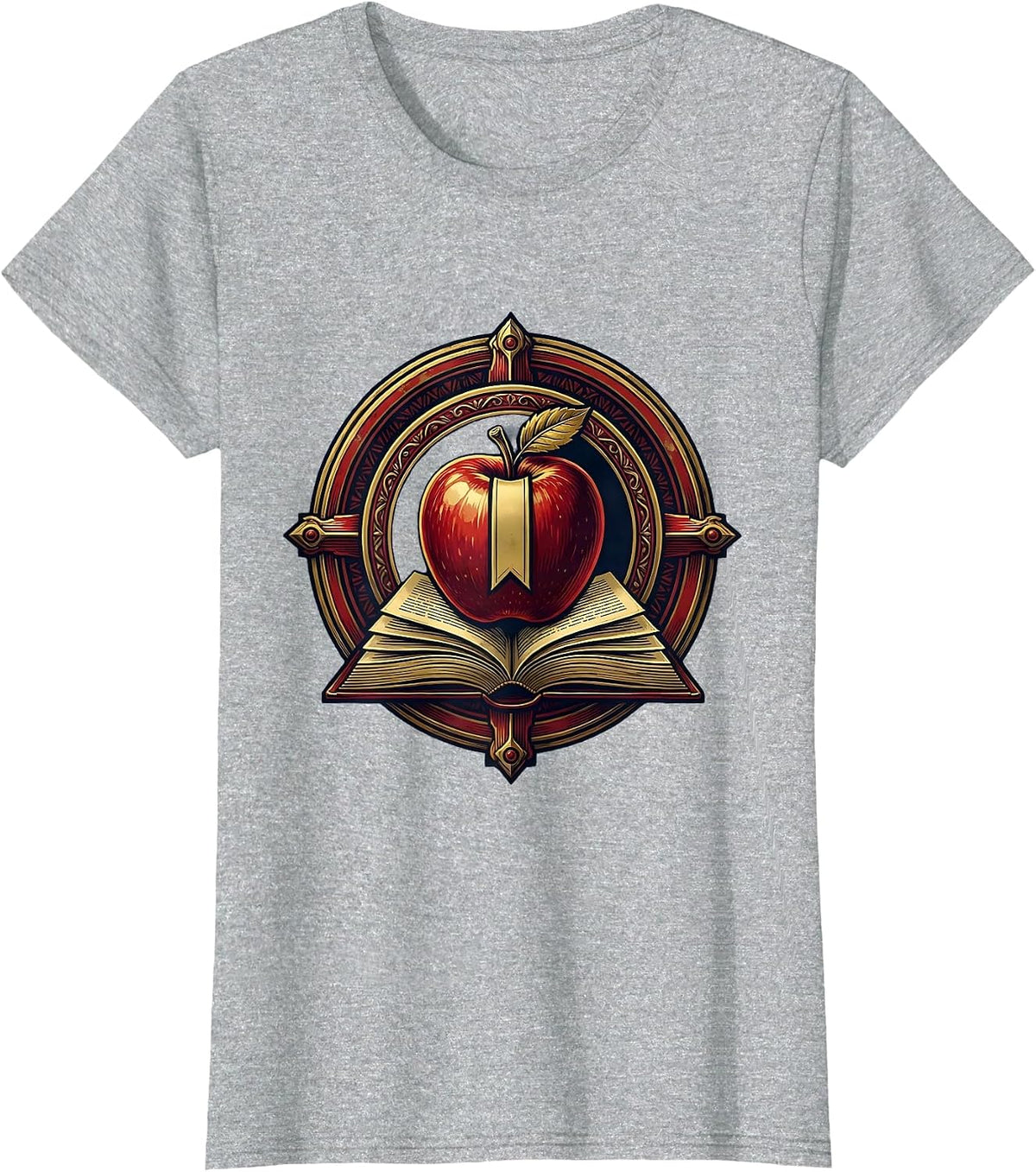 English Teacher Apple Bookmark Desk Illustration T-Shirt - Heather Grey