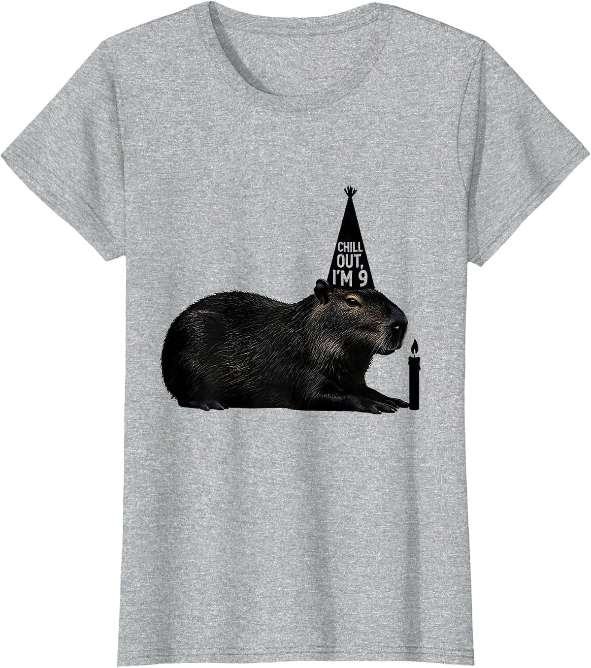 Women's Chill Out I'm 9 Funny Capybara Kids Birthday Party T-Shirt - Heather Grey