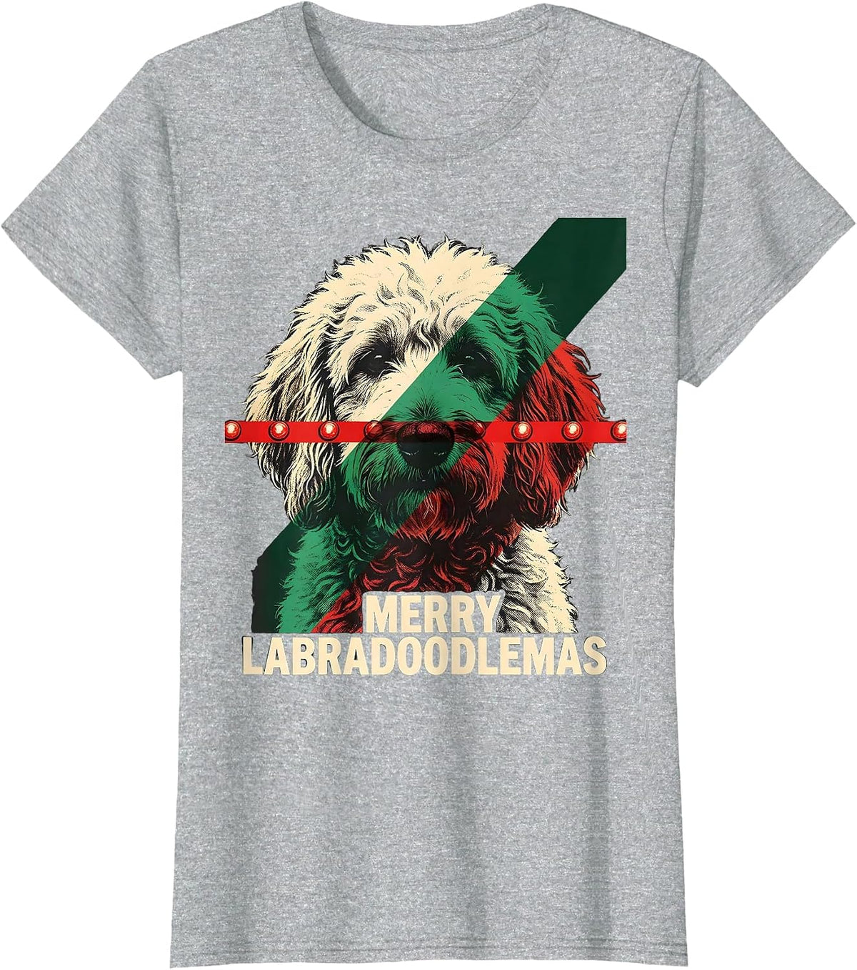 Women's Merry Labradoodlemas Funny Christmas Dog Breed Lover Gift T-Shirt - Heather Grey