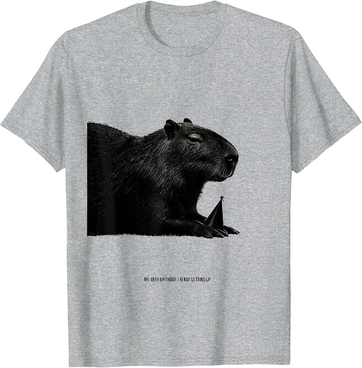 Men's My 18th Birthday I'm Not Getting Up Funny Capybara Birthday T-Shirt - Heather Grey