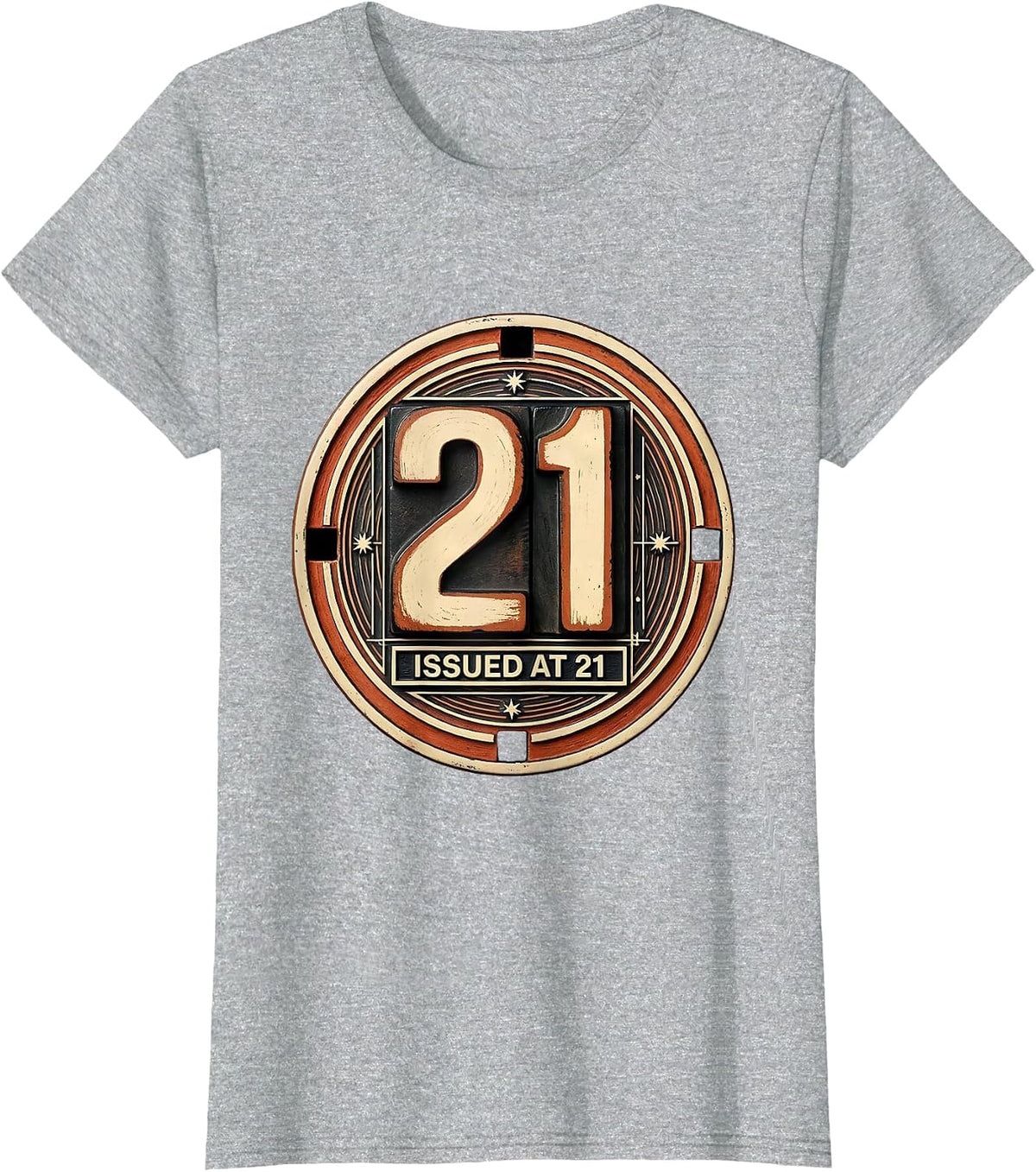 Women's ISSUED AT 21 Vintage Milestone Birthday Age Badge T-Shirt - Heather Grey