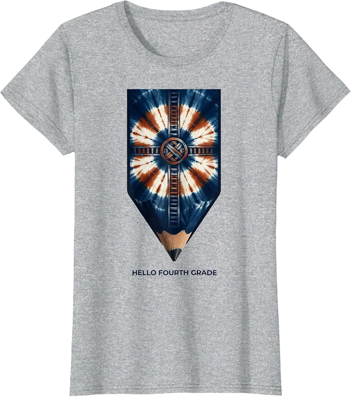 Hello Fourth Grade Shibori Resist Back To School Teacher T-Shirt - Heather Grey