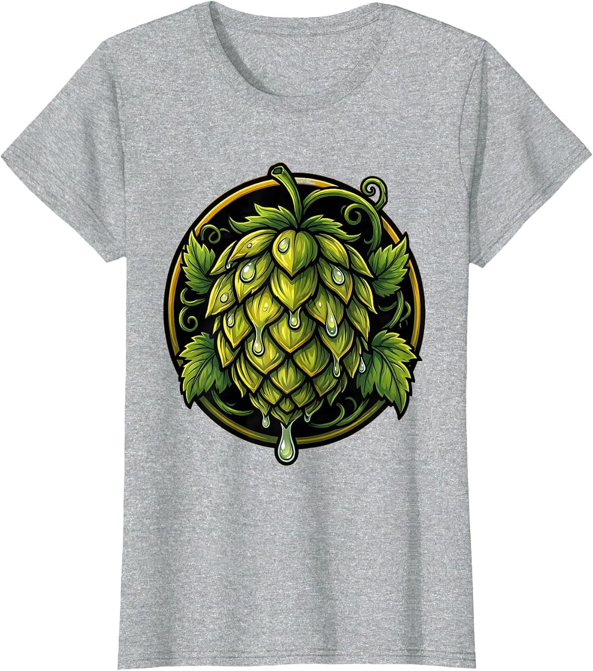 Women's Giant Hop Cone Dripping Dew Beer Graphic T-Shirt - Heather Grey