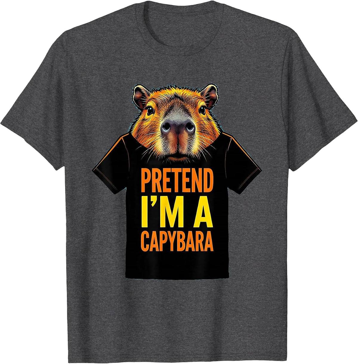 Pretend I'm A Capybara Pop Art Halloween Costume Humor T-Shirt - Dark Heather Grey