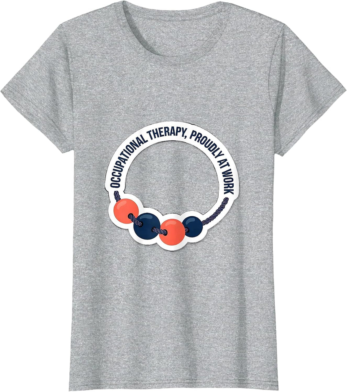 Women's Occupational Therapy Proudly At Work Sticker Style OT Month T-Shirt - Heather Grey