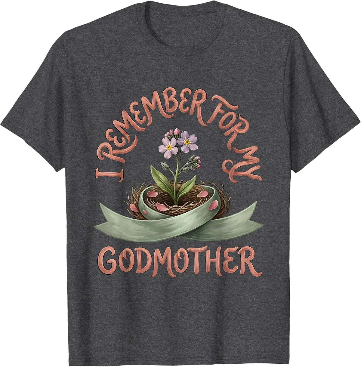 I Remember For My Godmother Boho Tribute Alzheimer Awareness T-Shirt - Dark Heather Grey