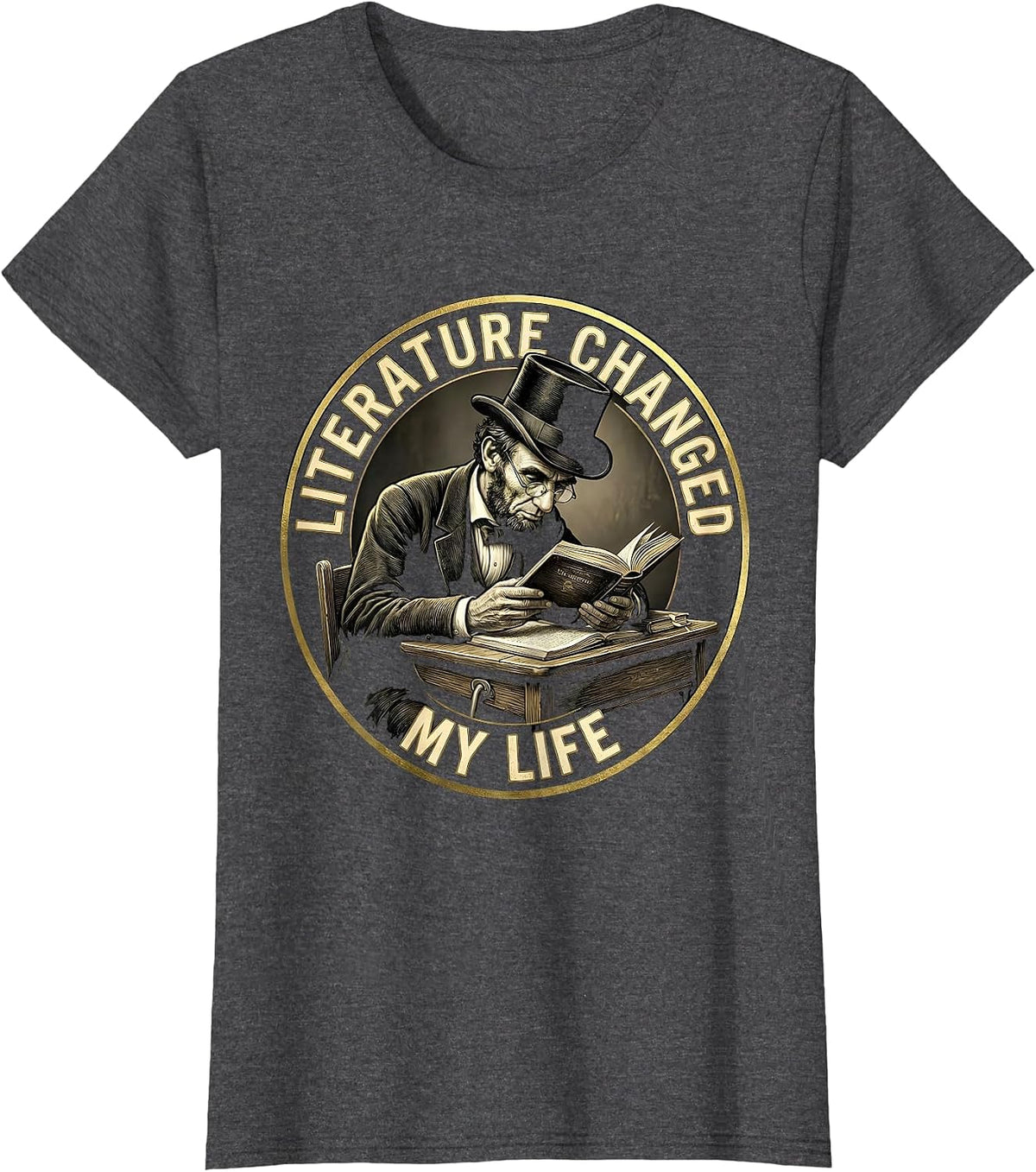 Women's Literature Changed My Life English Teacher Design T-Shirt - Dark Heather Grey