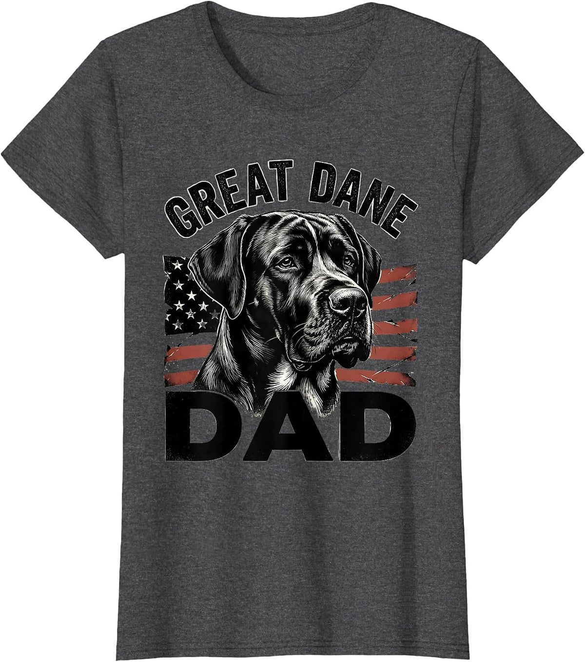 Women's Great Dane Dad Patriotic Dog Breed Dad American Flag 4th T-Shirt - Dark Heather Grey