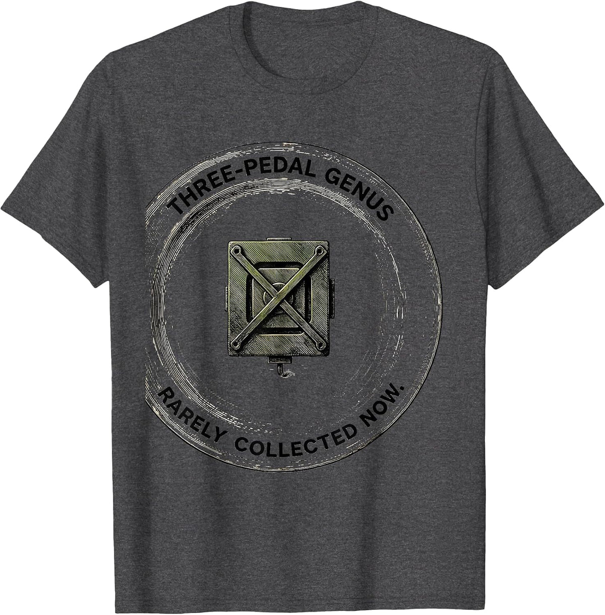 Three-Pedal Genus Rarely Collected Now Manual Car Guy T-Shirt - Dark Heather Grey