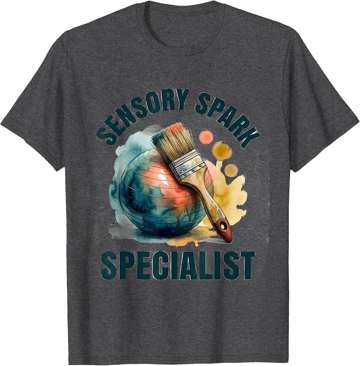 Men's Sensory Spark Specialist Occupational Therapy Watercolor T-Shirt - Dark Heather Grey