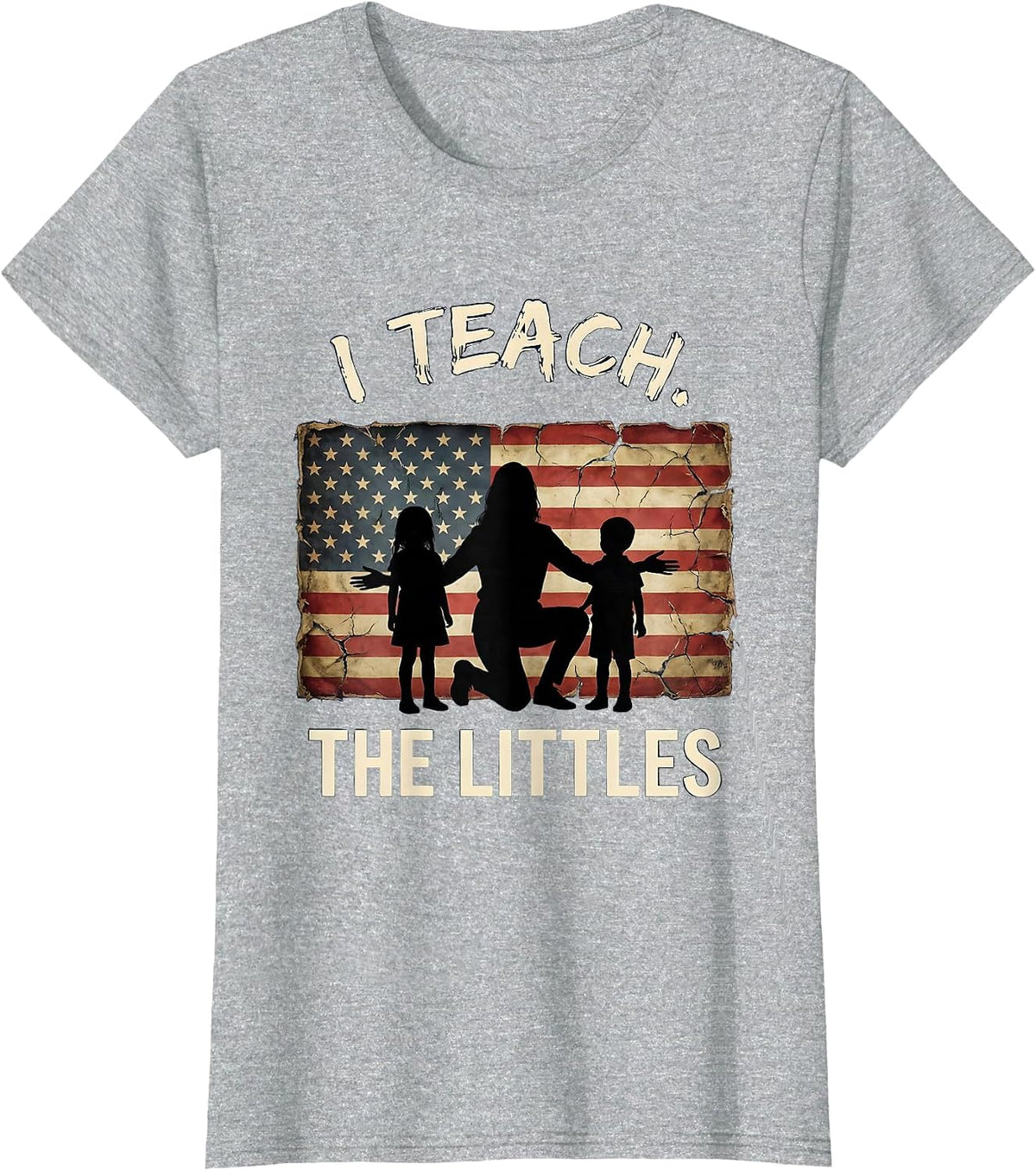 I Teach The Littles Prek Teacher Design T-Shirt - Heather Grey