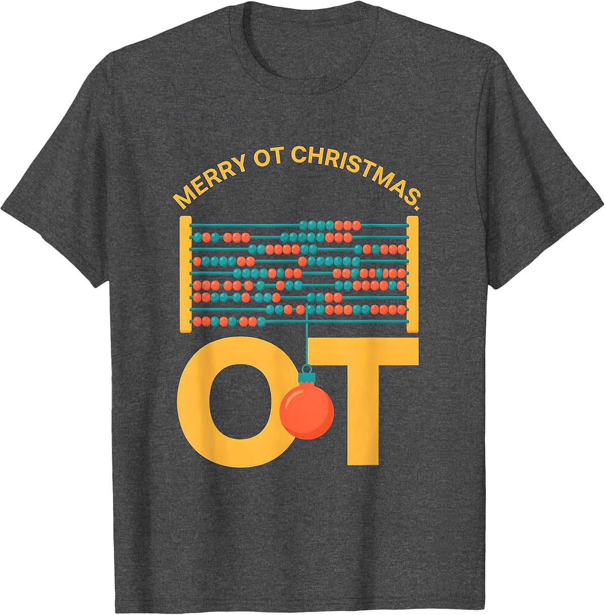 Men's Merry OT Christmas Funny Occupational Therapy Workplace T-Shirt - Dark Heather Grey