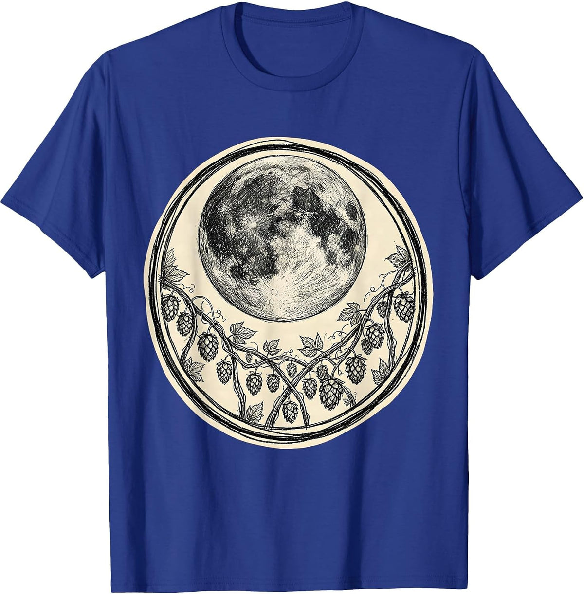 Harvest Moon Hop Fields Beer Lover Graphic Tee T-Shirt - Royal Blue