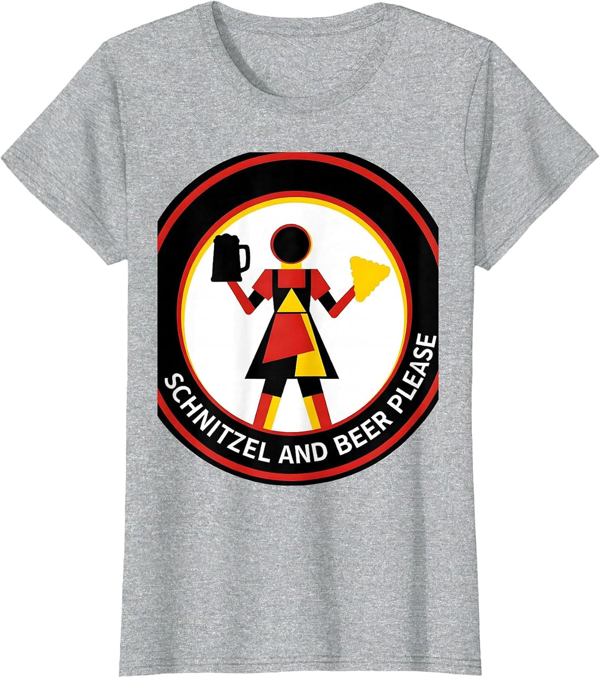Schnitzel and Beer Please Oktoberfest Design T-Shirt - Heather Grey
