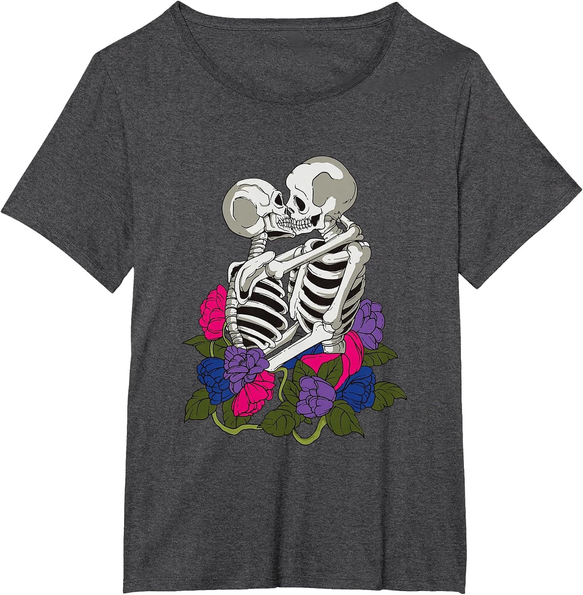 Bisexual Skeleton Bi Pride Flag Color LGBTQ Queer T-Shirt - Dark Heather Grey