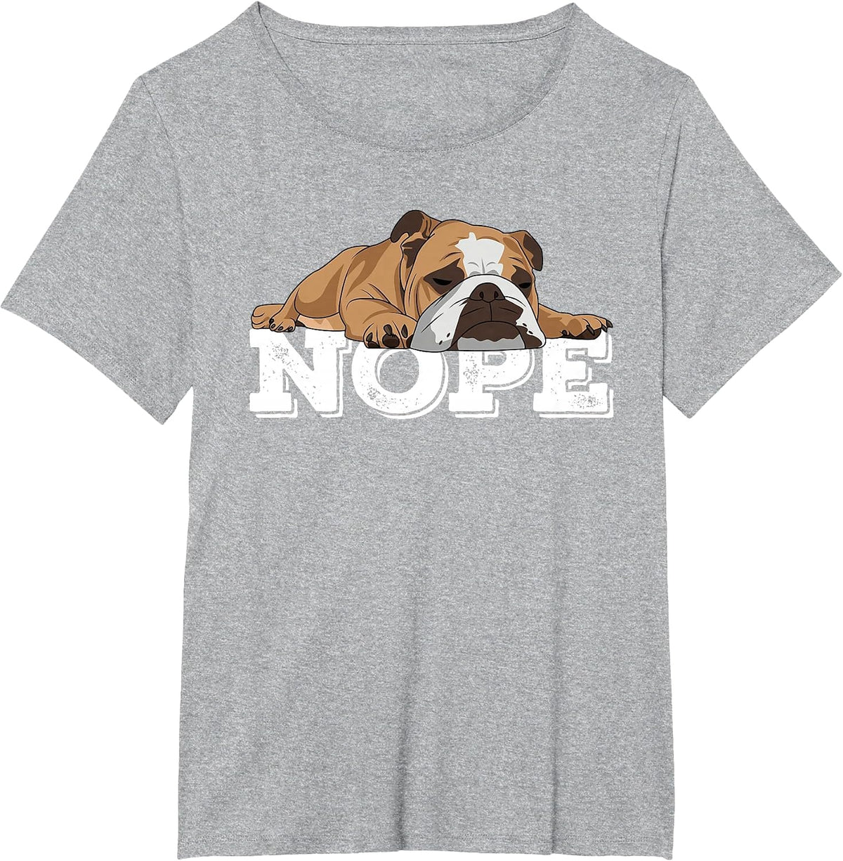 Nope Lazy English Bulldog Dog Lover T-Shirt - Heather Grey