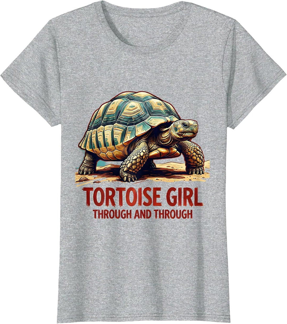 Tortoise Girl Through And Through Cute Tortoise Lover Animal T-Shirt - Heather Grey