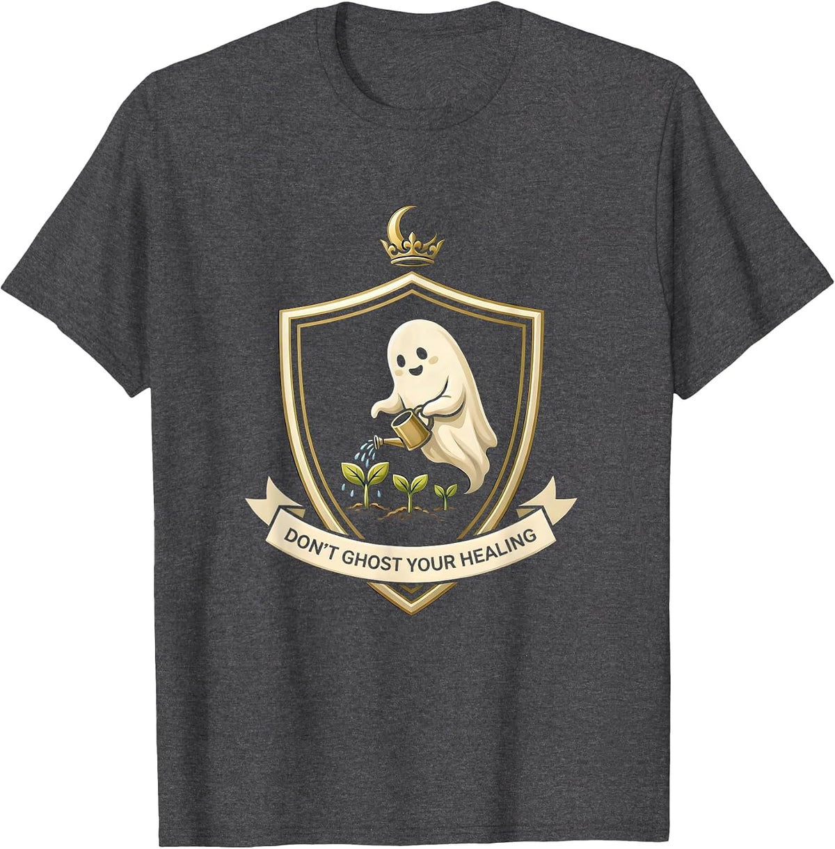 Don't Ghost Your Healing Mental Health Awareness Halloween T-Shirt - Dark Heather Grey