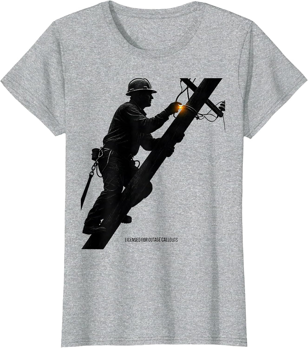 Licensed For Outage Callouts Funny Electrician Lineman T-Shirt - Heather Grey
