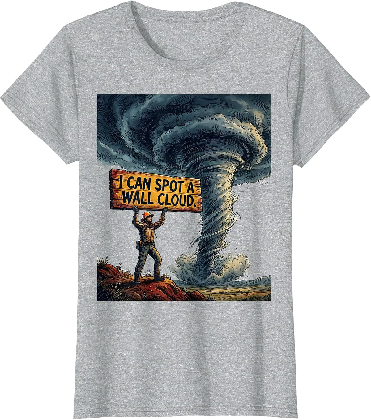 Women's I Can Spot A Wall Cloud Funny Storm Chaser Meteorologist T-Shirt - Heather Grey