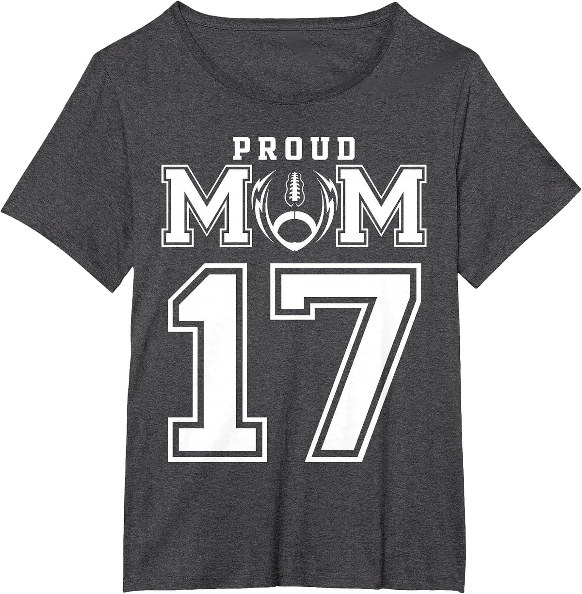 Custom Proud Football Mom Number 17 Personalized for Women T-Shirt - Dark Heather Grey