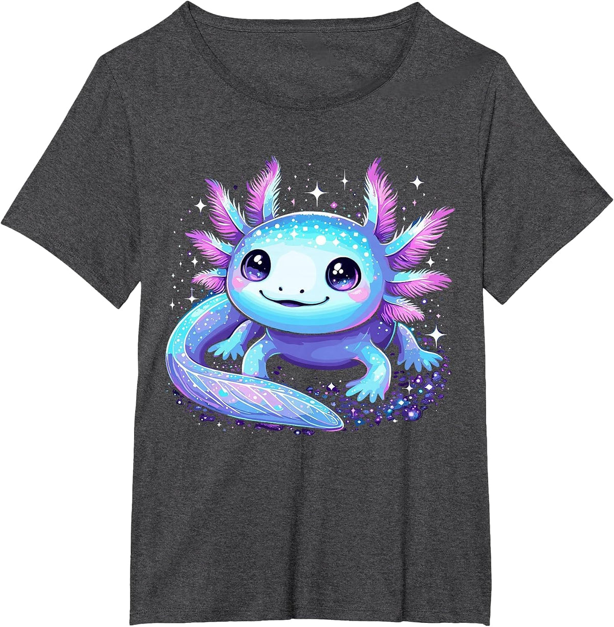 Cute Axolotl Galaxy Rainbow Colorful Axolotl T-Shirt - Dark Heather Grey
