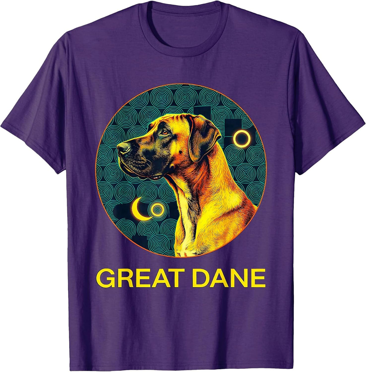 Men's GREAT DANE Risograph Van Gogh Starry Night Dog Breed T-Shirt - Purple