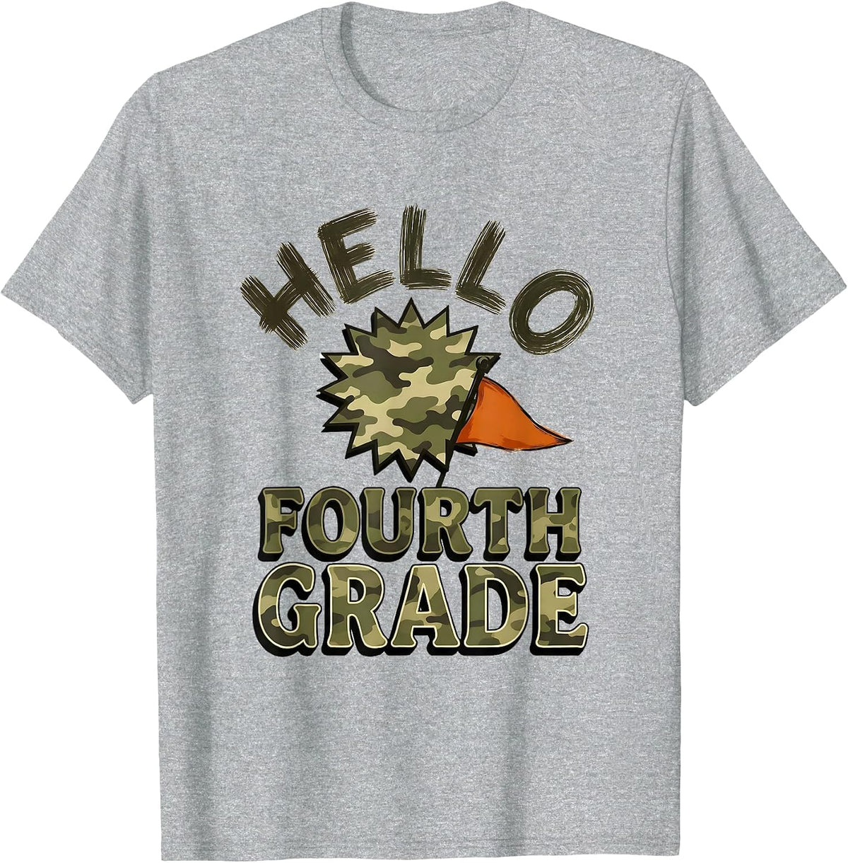 Men's Hello Fourth Grade Camo Back To School Teacher Boys T-Shirt - Heather Grey