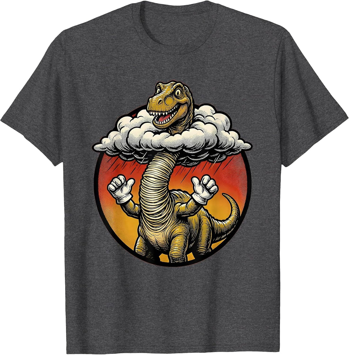 Brachiosaurus Above the Storm Clouds Dinosaur T-Shirt - Dark Heather Grey