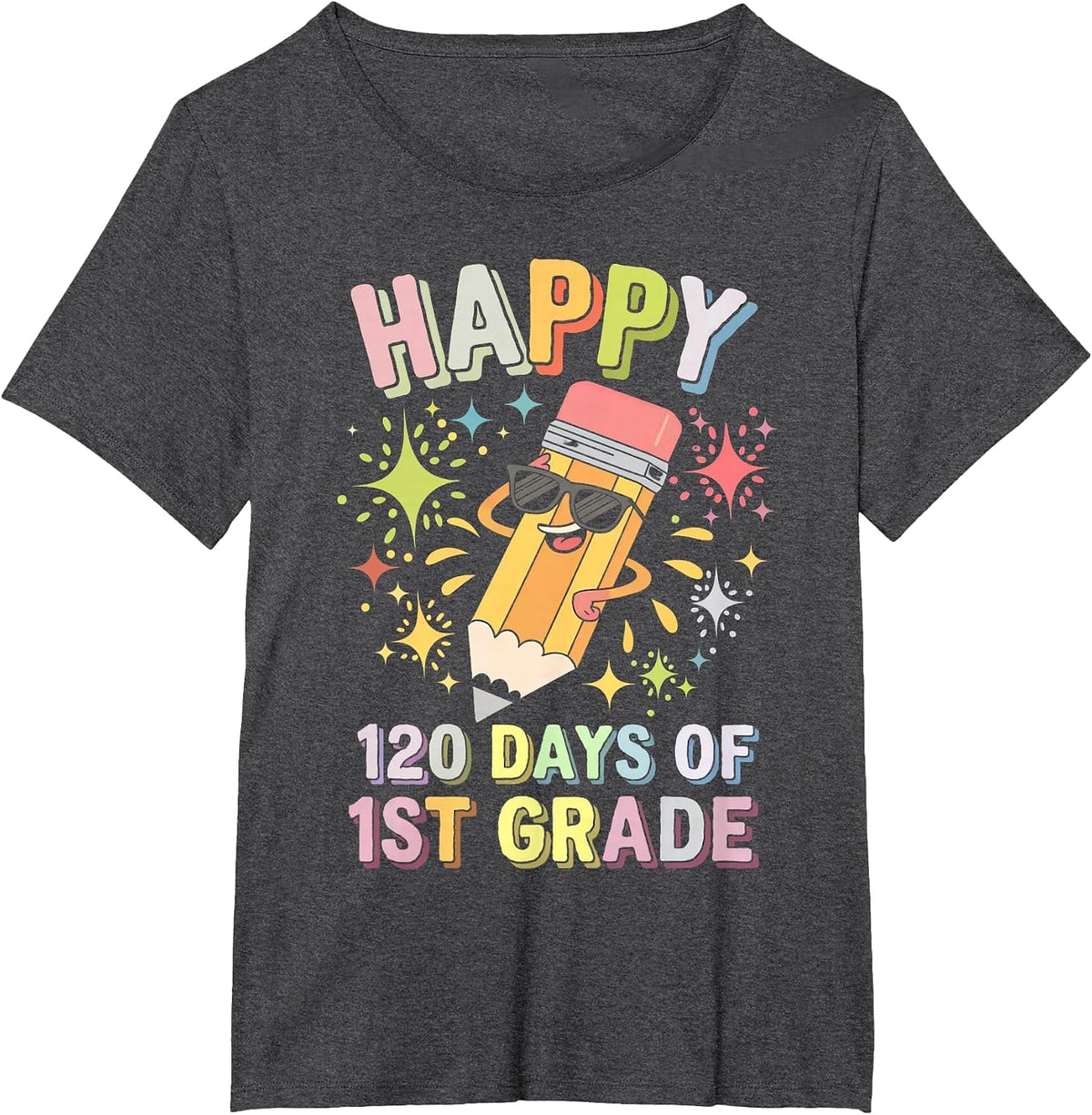 First 1st Grade 120 Days of School Teacher Kids Classroom T-Shirt - Dark Heather Grey